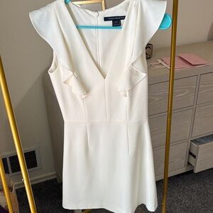 French Connection Cream Ruffle Sleeve Mini Dress